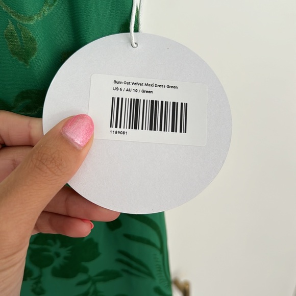 Princess Polly burnout green velvet dress size 6 NWT - Picture 4 of 4